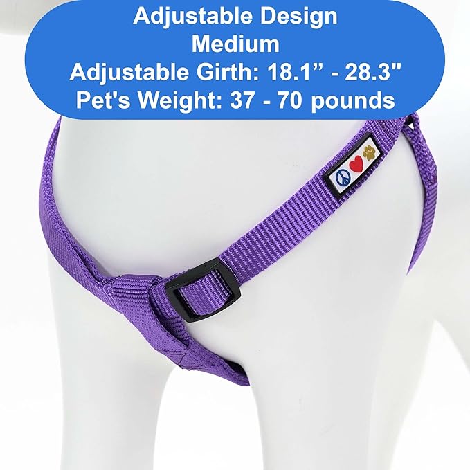 Pawtitas Personalized Dog & Puppy Harness Medium Purple Custom ID Tag Adjustable No Pull Vest