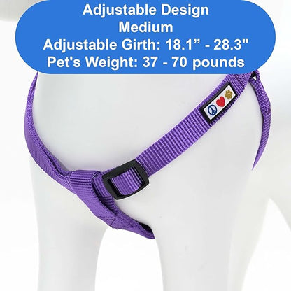 Pawtitas Personalized Dog & Puppy Harness Medium Purple Custom ID Tag Adjustable No Pull Vest