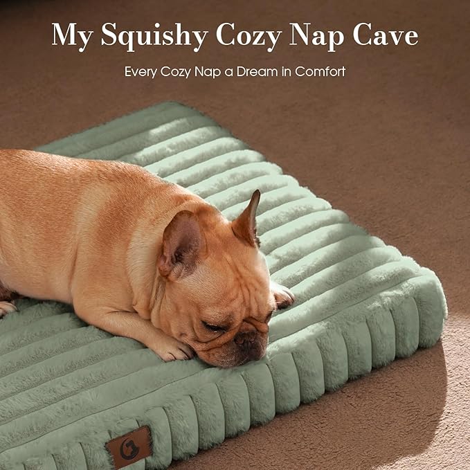 Cozila Large Orthopedic Dog Crate Bed with Waterproof Lining, Soft Short Plush Surface & Egg Crate Foam for Calming Puppy, Machine Washable Pet Bed with Removable Cover & Anti Slip Bottom