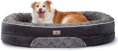 PetFun Orthopedic Dog Bed Couch for Large Sized Pets with Egg Foam Support, Four-Sided Bolster Cushions, Soft Tear-Resistant Fabric, and Removable Machine Washable Plush Cover