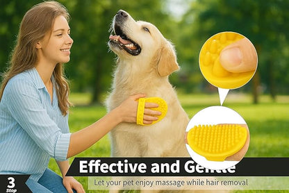 Self Cleaning Slicker Brush, Dog Cat Bunny Pet Grooming Shedding Brush, Easy to Remove Loose Undercoat, Pet Massaging Tool Suitable for Pets with Long or Short Hair (Yellow)