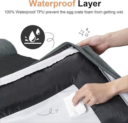 Medium Dog Bed Orthopedic Washable: Beds Bolster Medium Sized Dogs Bed Egg Crate Foam Couch Sofa Waterproof with Removable Cover - Dark Grey