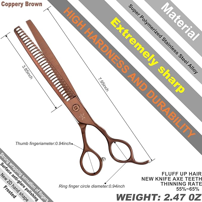 High-end Professional Dog Grooming Thinning Scissors Teeth Cutting Blending Shears Pet Texturizing Shears 7.5 Inch Extremely Very Sharp Stainless Steel Alloy For Cat Other Animals Groomer