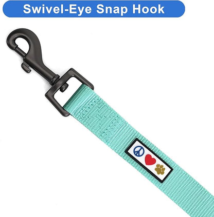 Pawtitas Solid 6 ft Teal Dog Leash XXS/Cat Custom Name and Phone Embroidery Strong Nylon Leash for Small Breeds