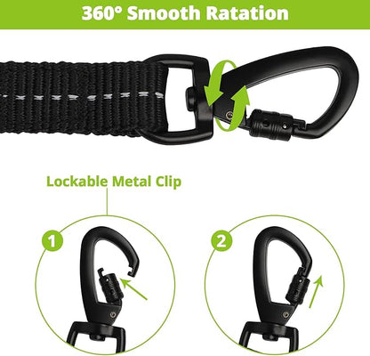 Long Dog Leash 30 FT: Heavy Duty Rope Leashes for Dogs Training with Swivel Lockable Hook Reflective Threads Bungee and Padded Handle - Dog Lead for Large Small Medium Dogs Outside Walking Hiking