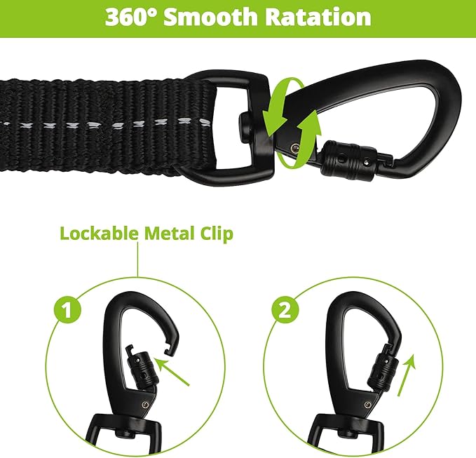 Long Dog Leash 100 FT: Heavy Duty Rope Leashes for Dogs Training with Swivel Lockable Hook Reflective Threads Bungee and Padded Handle - Dog Lead for Large Small Medium Dogs Outside Walking Hiking