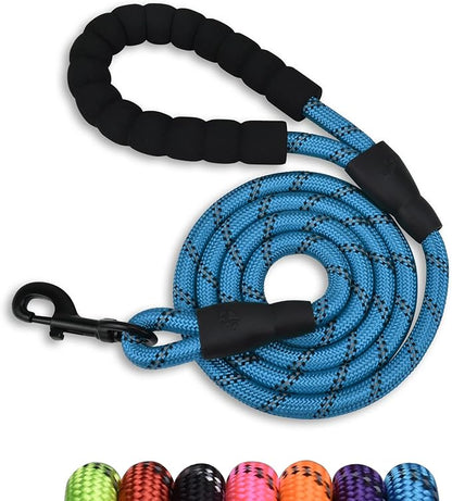 Panykoo 5/6 FT Strong Pet Dog Leash with Soft Padded Handle,Highly Reflective Rope for Night Walking,360-Degree Rotating Metal Buckle Without Tangles,Suitable for Small,Medium and Large Dogs.(5ft)