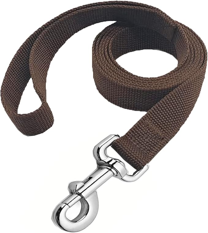 Strong Nylon Dog Leash, 4FT/ 5 FT/ 6FT Dog Leashes for Medium Large Dogs (4FT, Brown)
