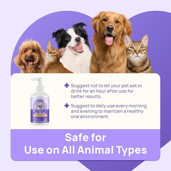 HICC PET Dog Dental Care Spray, Vet-Recommended Breath Freshener & Teeth Cleaning Spray, Eliminate Bad Breath, Relieve Gum Redness & Infections, Reduce Plaque & Tartar, No Brushing, 5.1 Fl Oz