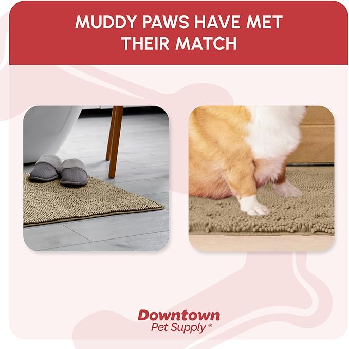 My Doggy Place Dog Mud Mat, 18" x 24" Oatmeal – Thick Microfiber Entry Rug for Snow, Mud & Salt – Absorbent, Quick-Dry, Washer-Safe & Non-Slip, Small