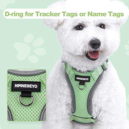 Small Dog Harness and Leash Set, No Pull Adjustable Pet Harness for Small Dogs, Breathable Mesh Rflective Dog Vest Harness (Green, M)