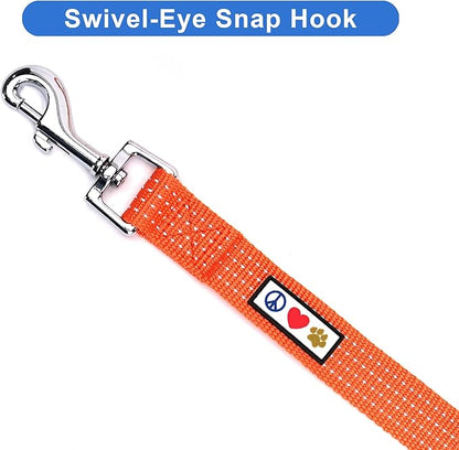 Pawtitas Orange Dog Leash 6 ft M/L Reflective Durable Lightweight Dog Lead for Medium or Large Dogs and Puppies