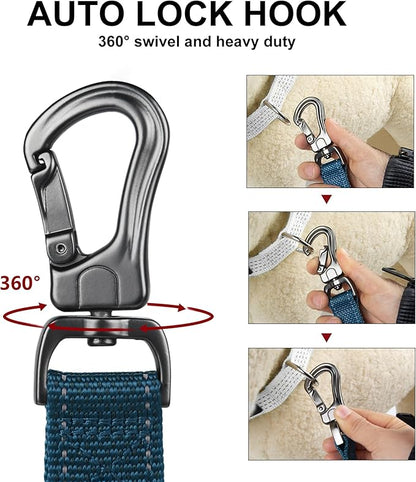 PetiFine 6FT Heavy Duty Dog Leash with Soft Padded Double Handle, Durable Strong Clasp Dog Leashes, Reflective Nylon Walking Lead for Large,Medium,Small Breed Dogs, Blue