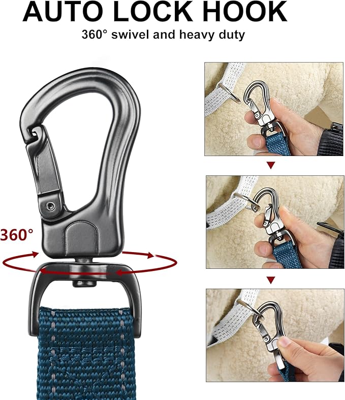 PetiFine 5FT Heavy Duty Dog Leash with Soft Padded Double Handle, Durable Strong Clasp Dog Leashes, Reflective Nylon Walking Lead for Large,Medium,Small Breed Dogs, Blue