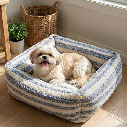 WESTERN HOME WH Dog Bed for Small Medium Dogs, Washable Small Medium Dog Bed, High Back Support Pet Sofa with Sides, Soft Pet Beds with Anti Slip Bottom, 25inch, Blue