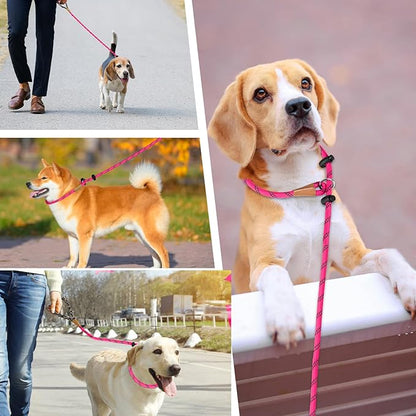 lynxking Slip Lead Dog Leash Reflective, Heavy Duty Comfortable Strong Rope for Large Medium Small Dogs No Pull Pet Training (Pink, 2PCS Large 1/2in x 6ft)