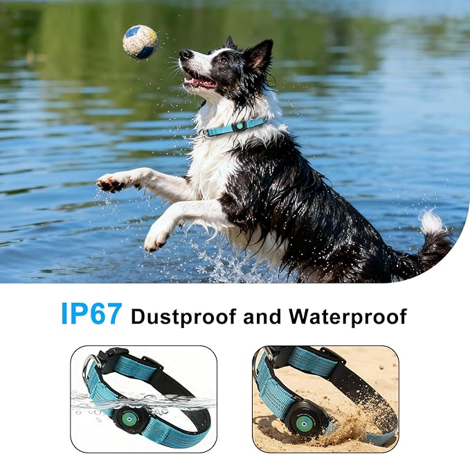 GPS Dog Collar(1 Pack), Mini GPS Cat Tracker, GPS Tracker for Dogs (iOS Only), No Monthly Fee, Compatible with Apple Find My, Anti-Lost, Finder Tag for Kitten Puppy Blue M(13.2"-17.5")