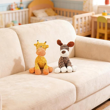 2026 New Durable Plush Dog Toys for Aggressive Chewers, Indestructible Dog Toy, Squeaky Chew Toy for Small Medium Large Dogs Puppy Teething Toys (Brown+Orang)