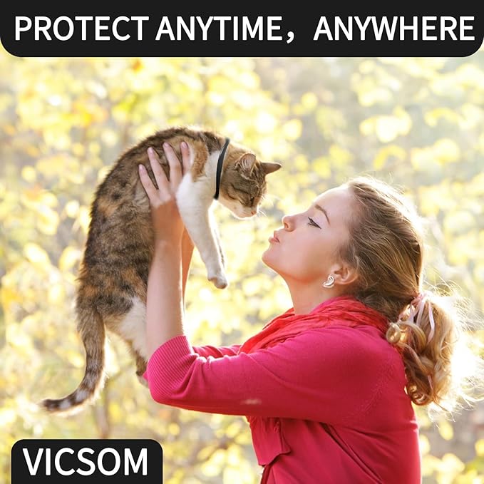 VICSOM 4 Pack Flea and Tick Collar for Cats, 32 Months Treatment Prevention, Waterproof Adjustable Kitten Collar, Black Grey