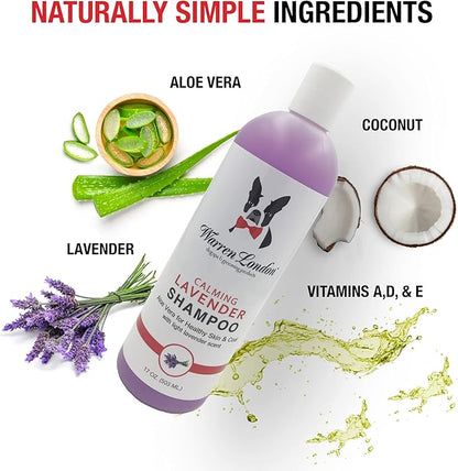 Warren London Calming Lavender Dog Shampoo | Softening Aloe Vera & Essential Oils for Dogs | Leaves Coat Silky & Smelling Amazing | Gentle & Soap-Free | Made in USA – 17 oz