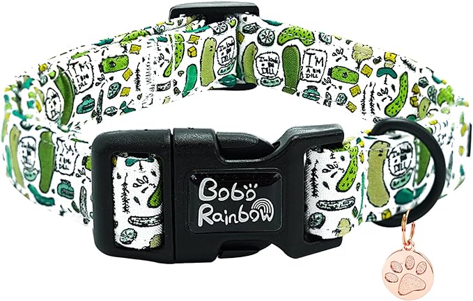 Dog Collar-Cute Dill Print Adjustable Pet Collars Comfortable Spring Summer Cotton Puppy Collar Durable Gift for Small Dogs