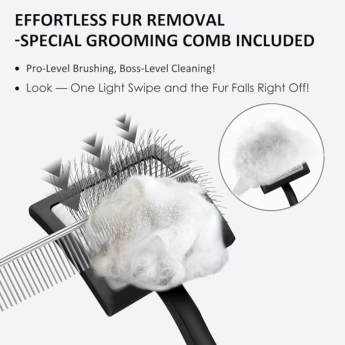 Slicker Brush for Dogs, Large Dog Brush to Long Haired Dogs for Goldendoodles Poodles Doodles Bernedoodles, Long Pin Grooming Kits to Dematting & Reducing Tangles and Fluff, Black