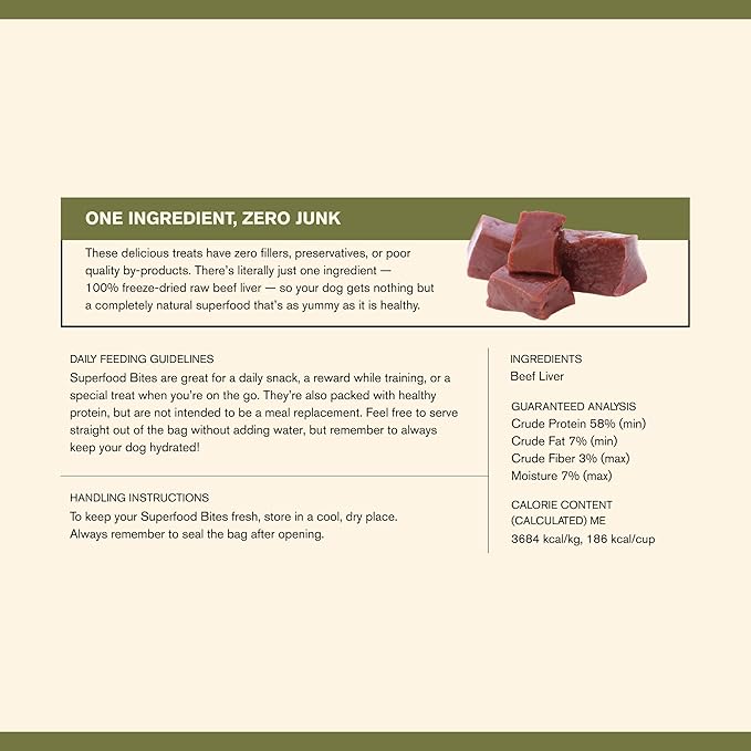 BADLANDS RANCH by Katherine Heigl – Superfood Bite Freeze-Dried Raw Beef Liver Dog Treats – High Protein Single-Ingredient Snacks for Training, Rewards & Daily Wellness