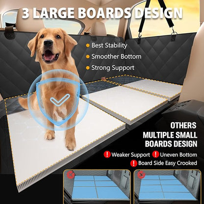 ROUWINNE Back Seat Extender for Dogs-Large Space, Dog Car Seat Cover Hard Bottom Holds 420lbs, Sturdy Backseat Extender for Dogs,Upgraded Material Waterproof Pet Car Bed Dog Hammock for Car, SUV,Truck