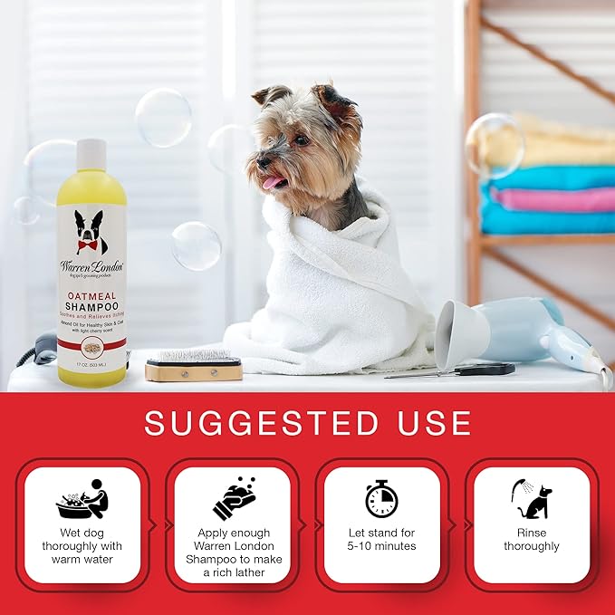 Warren London Oatmeal Dog Shampoo - Fast Itch Relief for Dry, Sensitive, & Irritated Skin - Infused with Vitamins & Neem Oil - Made in USA - 1 Gallon