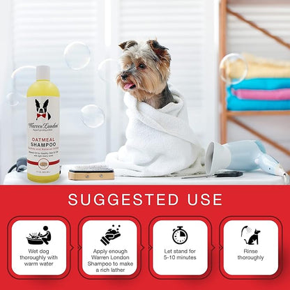 Warren London Oatmeal Dog Shampoo - Fast Itch Relief for Dry, Sensitive, & Irritated Skin - Infused with Vitamins & Neem Oil - Made in USA - 1 Gallon