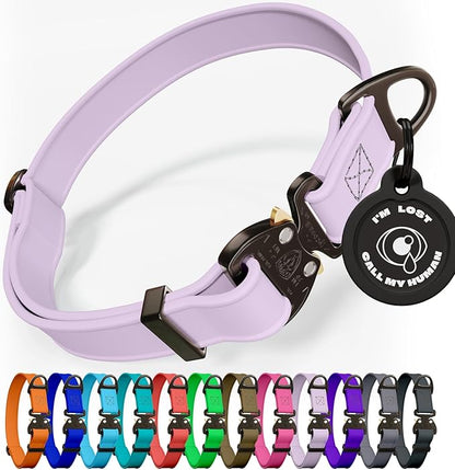 NexaPaw Biothane Dog Collar with Cobra Buckle - Made in USA - QR Code Dog Tag ID Included - Adjustable Heavy Duty Dog Collars for Medium Large Dogs - Waterproof Military Grade Tactical Collar for Dogs