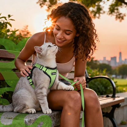 rabbitgoo Cat Harness and Leash for Walking, Escape Proof Soft Adjustable Vest Harnesses for Cats, Easy Control Breathable Reflective Strips Jacket, Light Green, XS