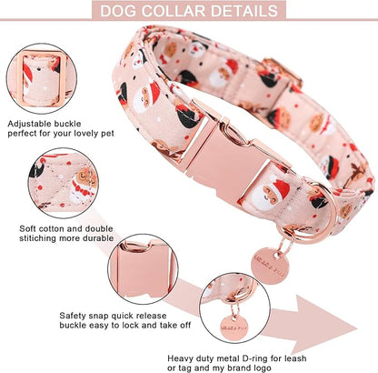 Christmas Dog Collar, Cotton Collar for Puppy Girl Boy Dog or Cat, Comfortable Dog Collar with Durable Metal Buckle, Adorable Pet Collar,XL