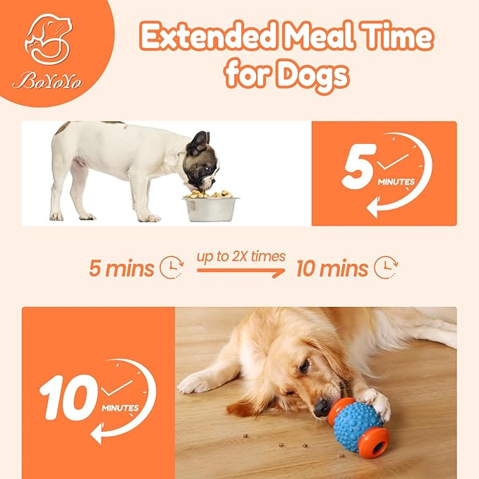 BoYoYo Interactive Dog Toys Treat Dispenser - Slow Puzzle Feeder for Large Dogs, Mental Stimulation for Anxiety Relief & Boredom