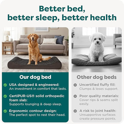 Furhaven Orthopedic Dog Bed for Large Dogs w/ Removable Washable Cover, For Dogs Up to 150 lbs - Ultra Plush Faux Fur & Suede Luxe Lounger Contour Mattress - Chocolate, Jumbo Plus/XXL