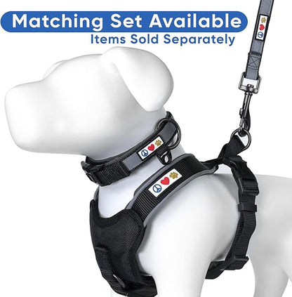 Pawtitas Black Dog Leash 6 ft Custom ID Lead for Dogs & Puppies Reflective Comfortable Padded Handle Embroidered Name & Phone Number