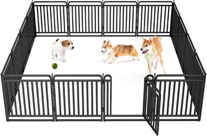 New Thickened Version Dog Playpen, 32 Inch Dog Fences for The Yard, Portable Outdoor Dog Playpen for Large/Medium/Small Dogs, Foldable Metal Dog playpen, with Doors (16 Panels, 32 Inch)