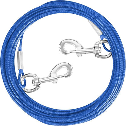 Tie Out Cable for Dogs,10/20/30/50/100FT Dog Leads for Yard Chew Proof,Heavy Duty Tie Out Cable for Large Dogs Up to 125lbs,Dog Runner Tether (Blue, 125Ibs 10ft)