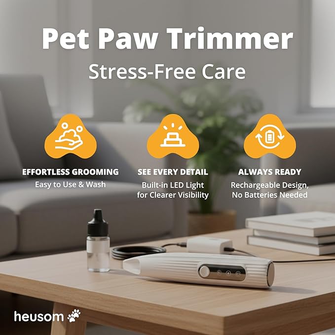 Silent Groom Pro Pet Paw Trimmer | Cordless Shaver for Dogs, Cats, Big & Small Animals with Light | Rechargeable Home and Salon Grooming Tool for Paws, Face, Ears, Butt