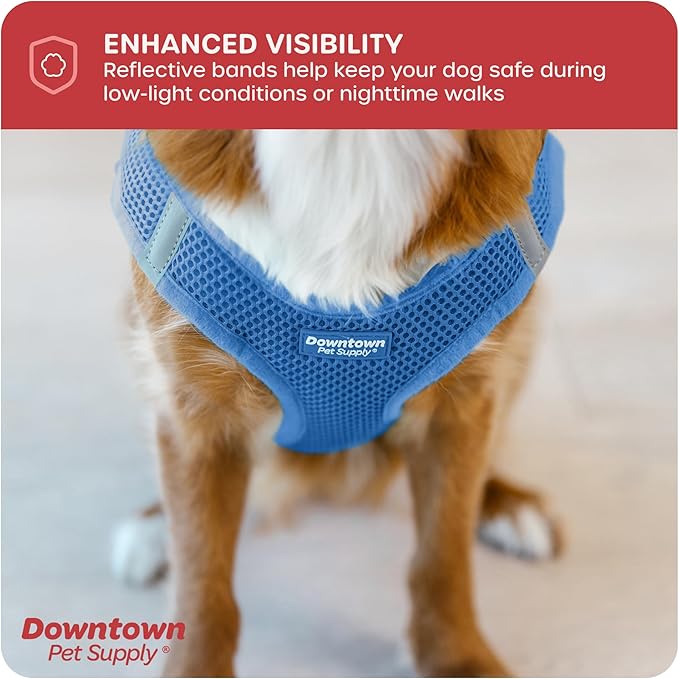 Downtown Pet Supply Step in Dog Harness No Pull, X-Large, Cobalt - Adjustable Harness with Padded Mesh Fabric and Reflective Trim - Buckle Strap Harness for Dogs
