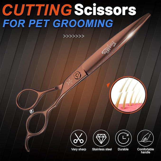 High-end Professional Dog Grooming Scissors Pet Grooming Shears 7 Inches Extremely Very Sharp Made Of Stainless Steel Alloy By Hand For Dog Cat Groomer