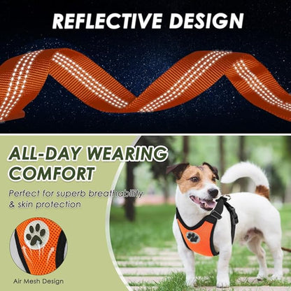 Lukovee Dog Seat Belt for Car, Adjustable Dog Car Harness for Large Medium Small Dogs, Soft Padded & Breathable Mesh Dog Seatbelt with Car Vehicle Connector Strap (Orange Double Clip,Large)