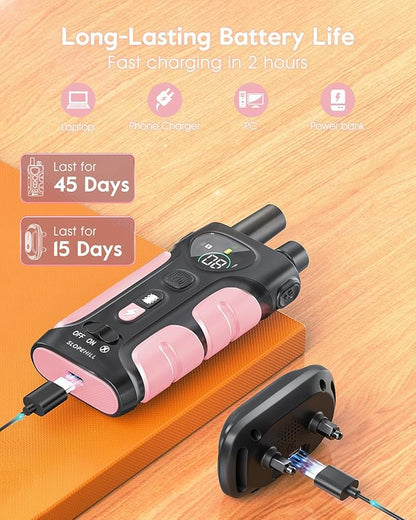 SLOPEHILL Dog Shock Collar,4200FT Dog Training Collar with Remote,IPX8 Waterproof E-Collar with Beep,Vibration,Shock,Flashing Light,No Shock Model,Electric Shock Collar for Dogs,Pink 2PCS