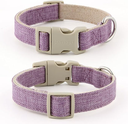 Plutus Pet Cotton Hemp Dog Collar and Leash Set, Adjustable Collar for Small, Medium, and Large Dogs, Heavy Duty and Soft on Skin, Lavender, XL