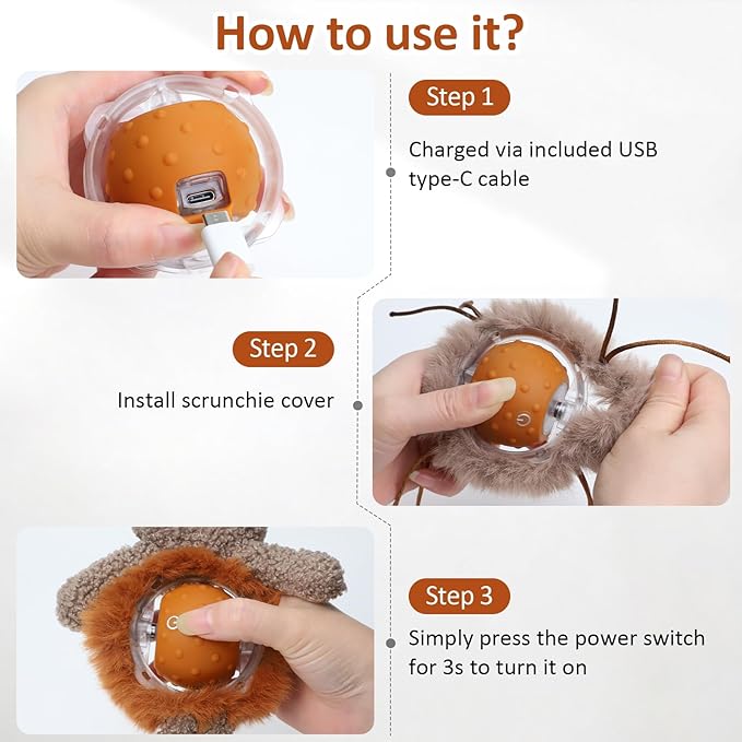 Interactive Cat Toys for Indoor Cats, Electric Cat Mouse Toy, Automatic Kitten Toys for Bored Indoor Adult Cats, Motion Activated, Fast Rolling On Carpet, USB Rechargeable
