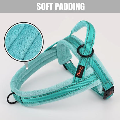 Didog Soft Flannel Padded Dog Vest Harness, No Pull/Quick Fit Reflective Dog Strap Harness, Easy for Training Walking (M:Chest 21-26", Green)