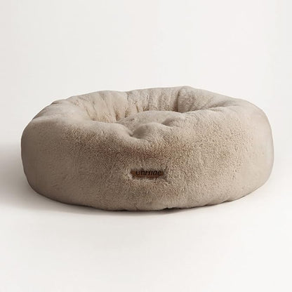 UnHide Floof Pet Bed - Large (35" x 12") - Extra Soft Dog Bed - Removable Faux Fur Cover - Machine Washable - Helps Ease Pet Anxiety & Provides The Perfect Sleep - Taupe Ducky