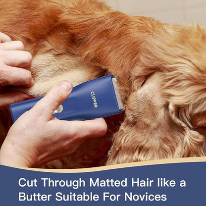 Grimgrow Dog Grooming Kit Clipper for Thick Coat Low Noise Cordless Cat Hair Trimmer Rechargeable Shaver Pet Grooming Tools for Small and Large Animals