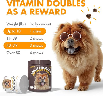 LEGITPET Anal Gland Relief Chews for Dogs Fiber & Digestive Support Supplement Soft Treats for Healthy Bowel & Gland Function Helps Reduce Scooting Promotes Dog Health & Comfort 120 pcs