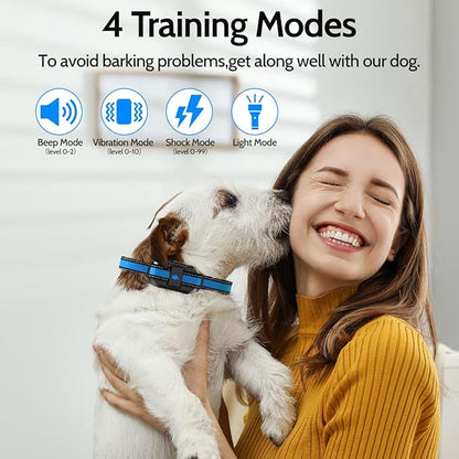 DogStop Dog Training Collar Electric Dog Collar with 4 Training Modes and Rechargeable Remote Waterproof Range 3300Ft for Small Medium Large Dogs(Blue)